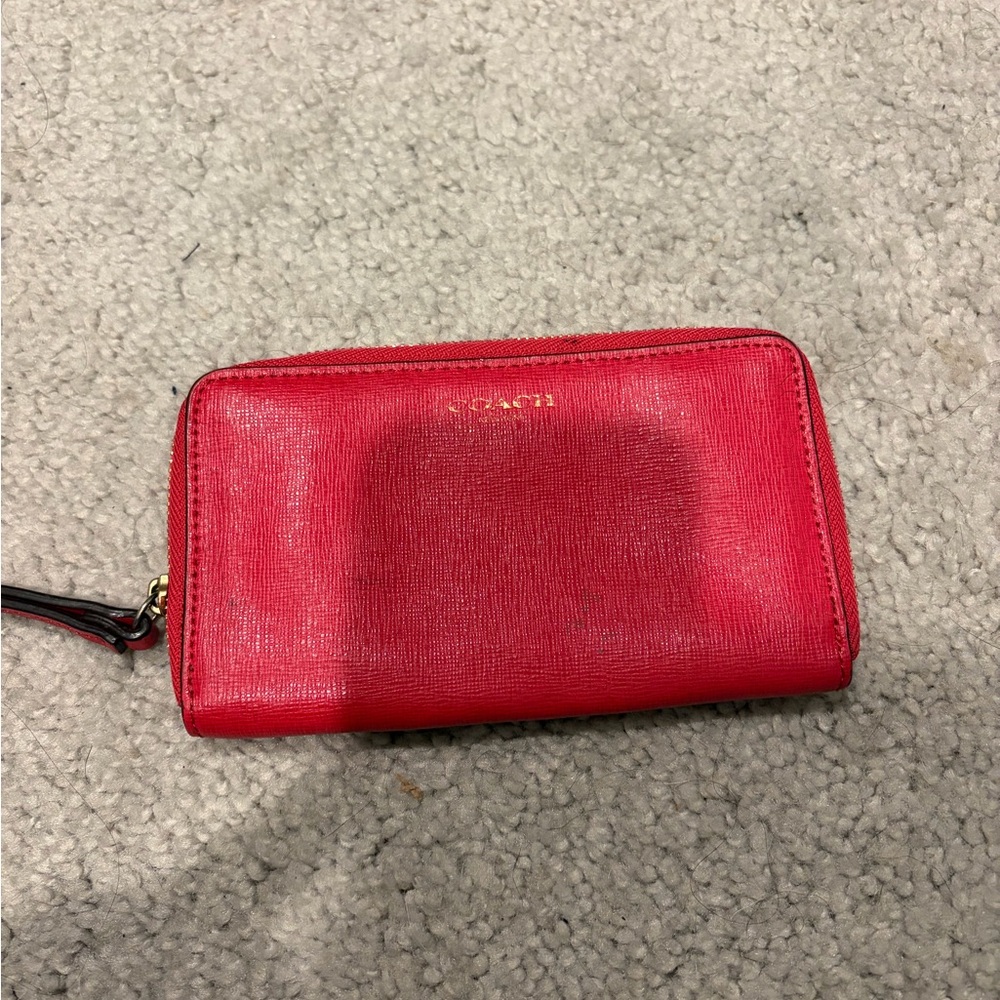 Coach Scarlet Leather Zip Wallet